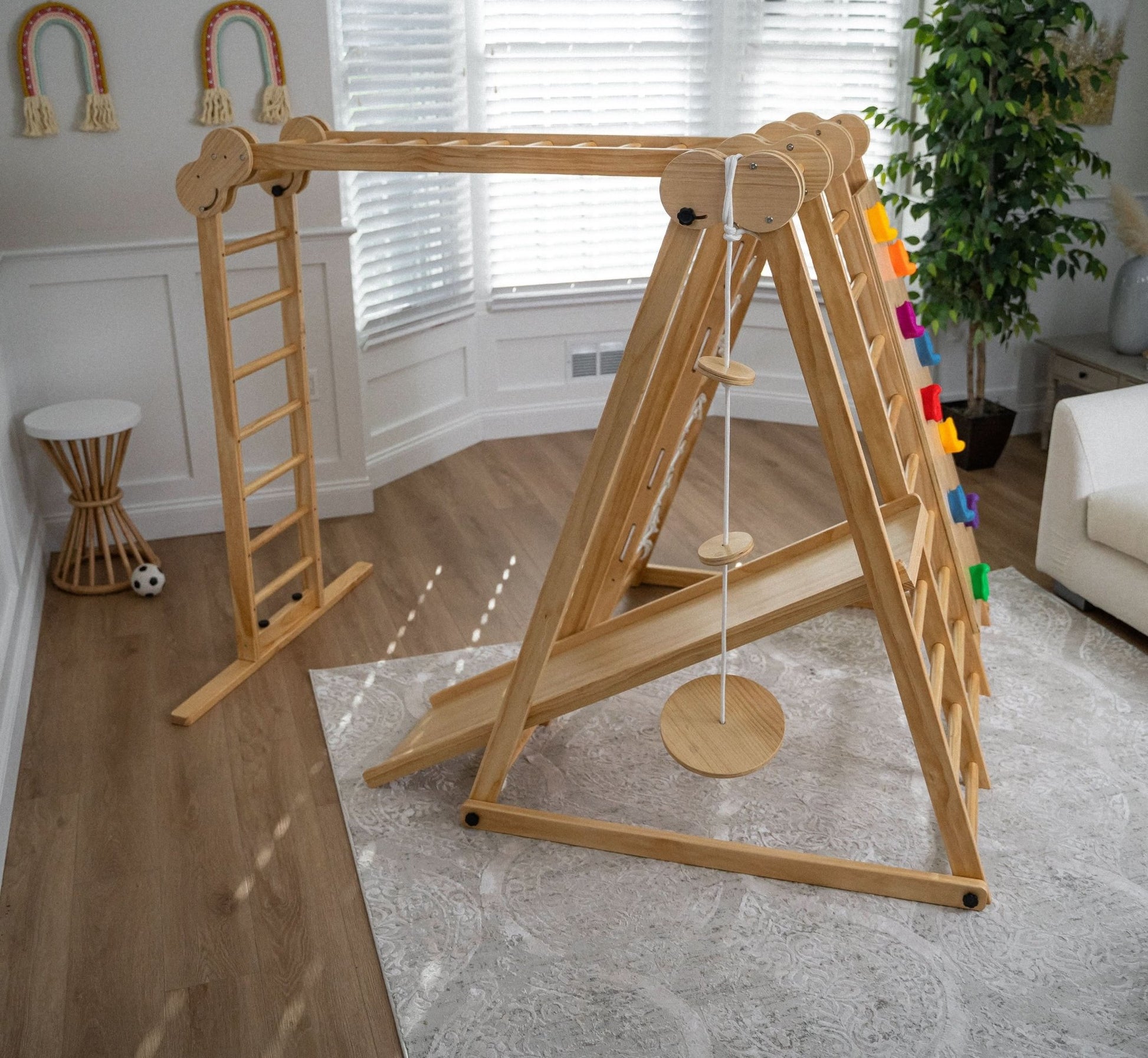 Chestnut - 8 - in - 1 wooden jungle gym for toddlers - The Nurturing Nook