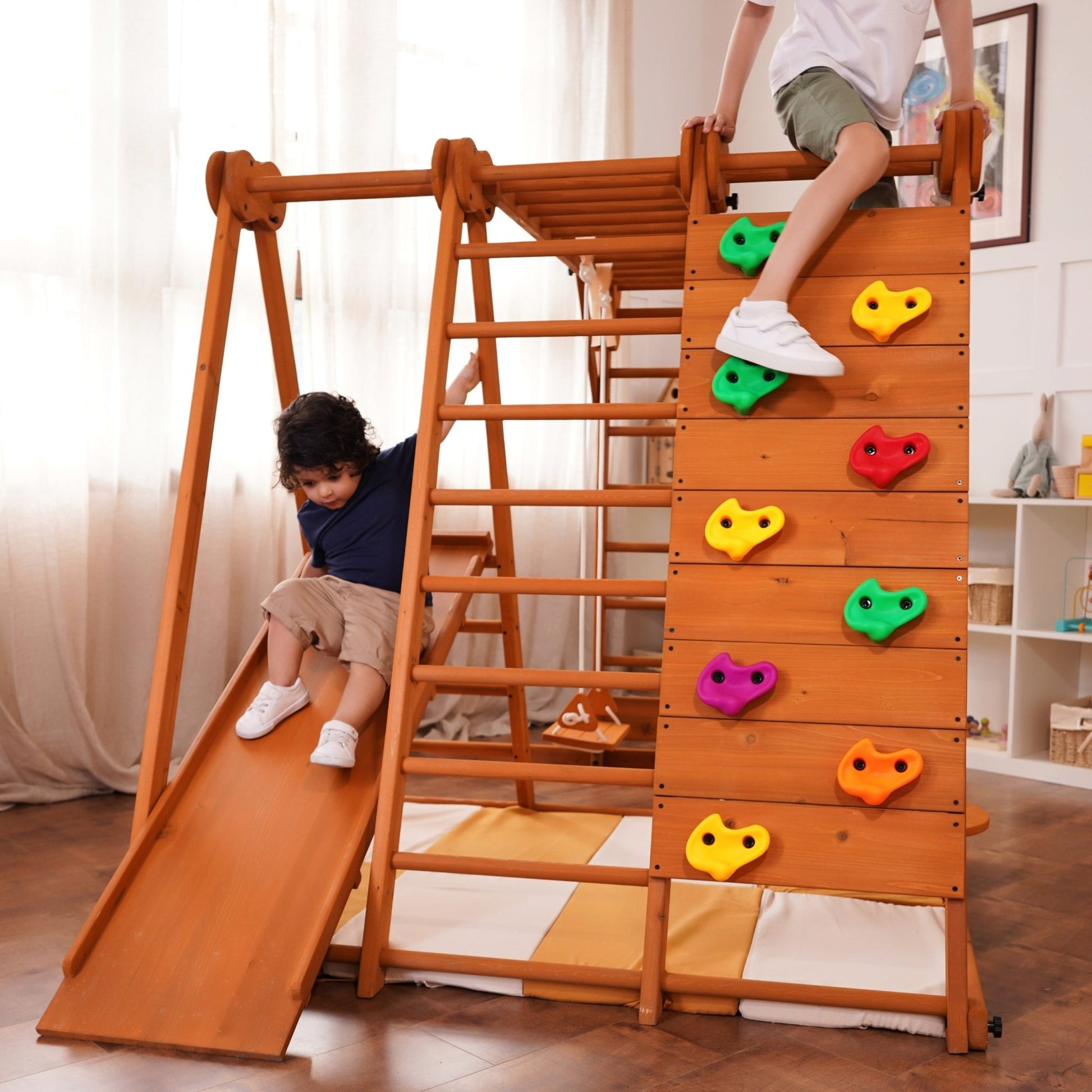 Chestnut - 8 - in - 1 wooden jungle gym for toddlers - The Nurturing Nook