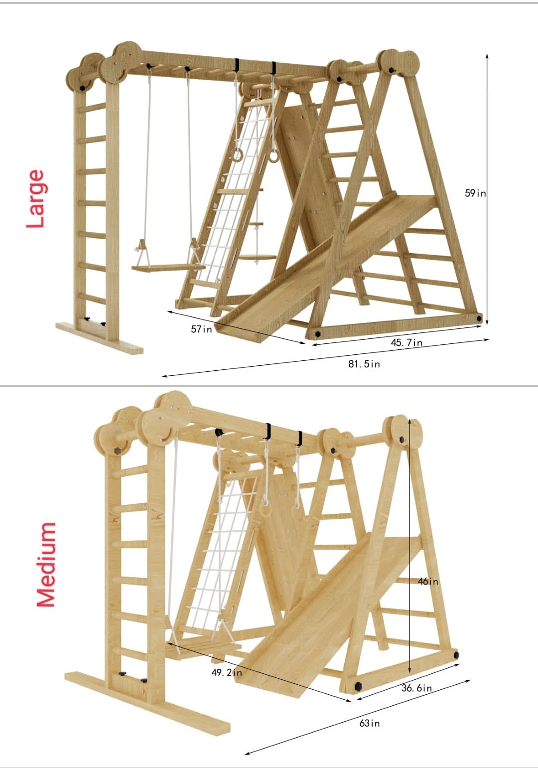 Chestnut - 8 - in - 1 wooden jungle gym for toddlers - The Nurturing Nook