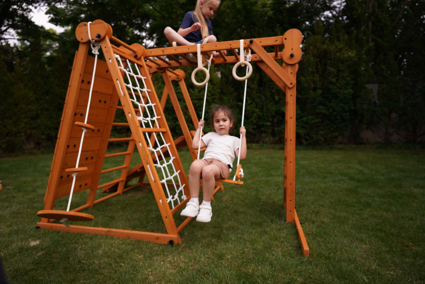 Chestnut - outdoor and indoor 8 - in - 1 jungle gym playset - The Nurturing Nook