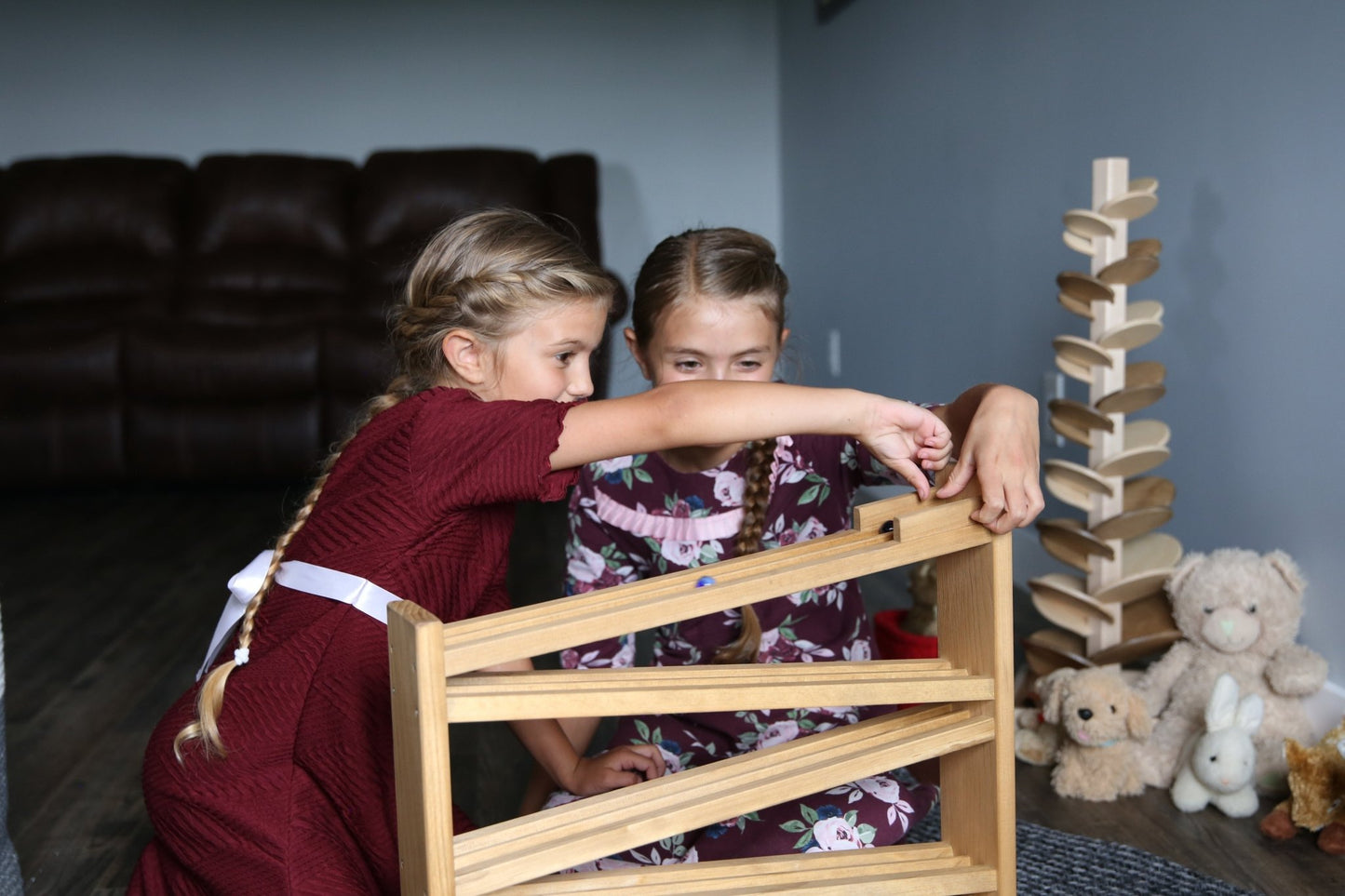 Classic wooden marble roller racetrack – handmade - The Nurturing Nook