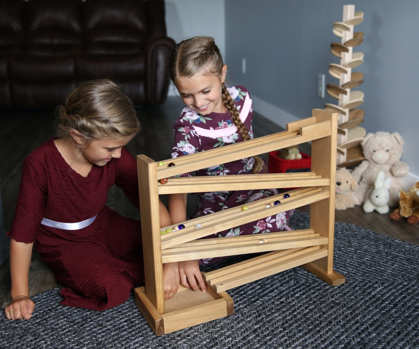 Classic wooden marble roller racetrack – handmade - The Nurturing Nook