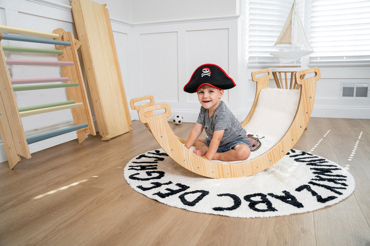Cocomelon hazel climbing set – Pikler triangle & rocker - The Nurturing Nook