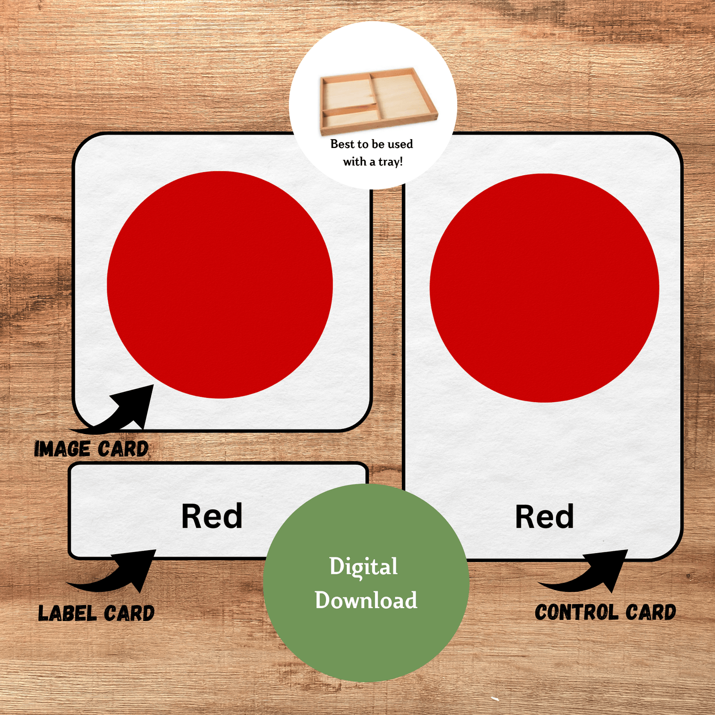 Colors Montessori 3 - Part Cards | Nomenclature Cards | Pre - Reading Printable Cards - The Nurturing Nook