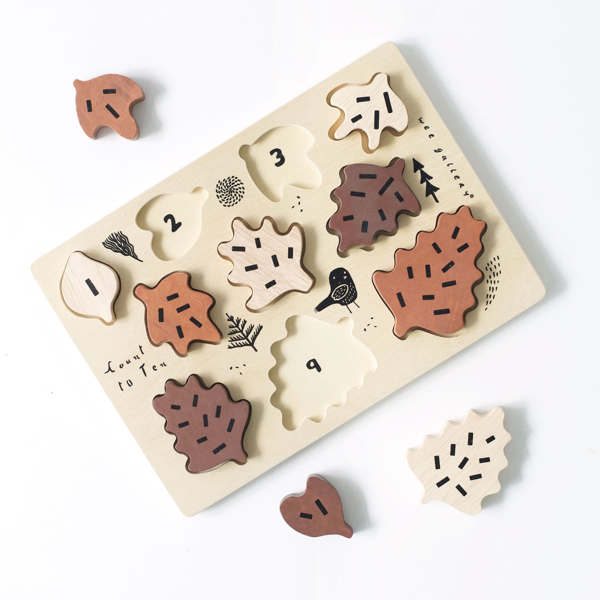 Counting Leaves Wooden Puzzle - The Nurturing Nook