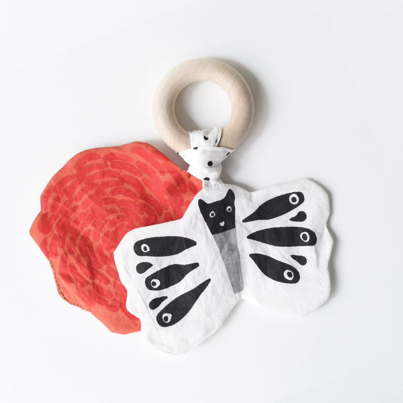 Organic crinkle teether toy for infants – garden butterfly