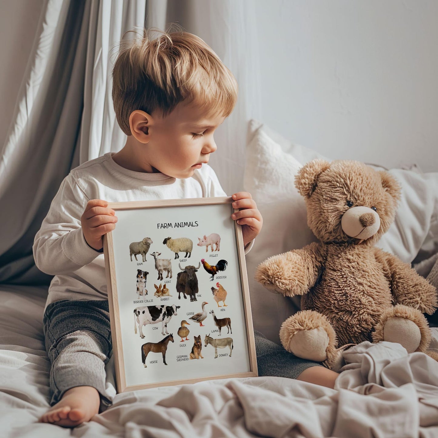 Farm Animals Poster - Montessori Educational Wall Art for Kids' Nursery, Playroom & Classroom | Digital Download - The Nurturing Nook