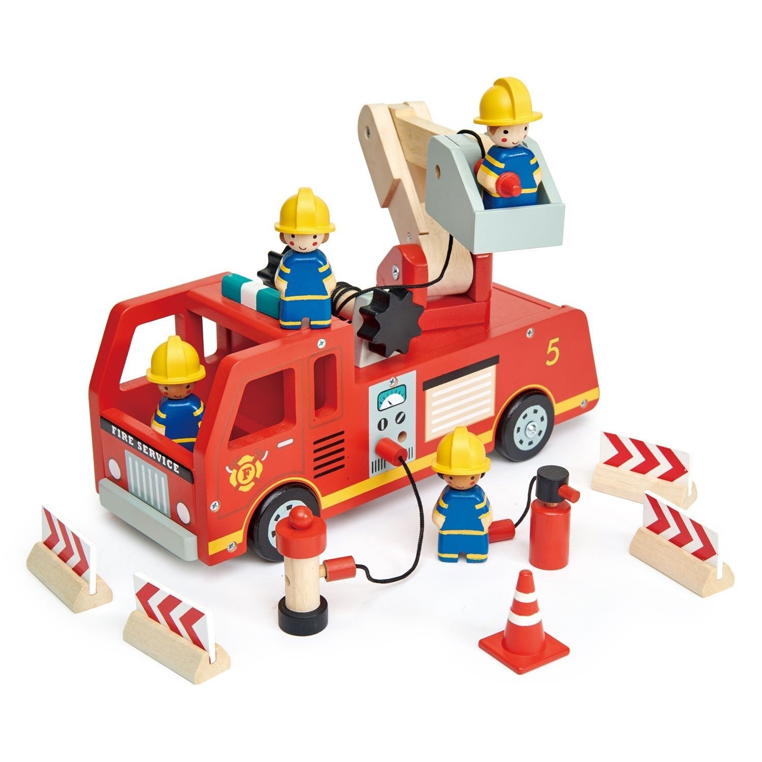 Tender Leaf fire engine toy with firefighters and accessories