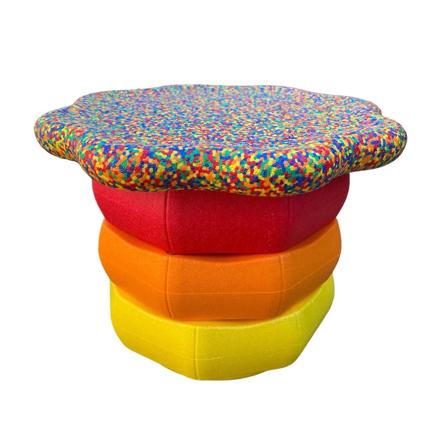 Flower - shaped Balance Board for Stepping Stones in Rainbow Confetti - The Nurturing Nook