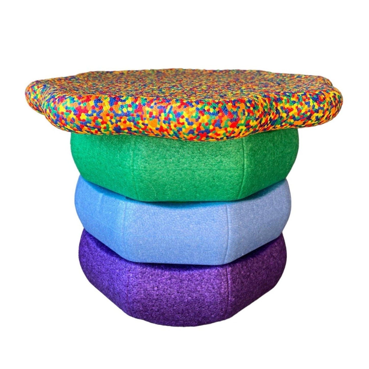 Flower - shaped Balance Board for Stepping Stones in Rainbow Confetti - The Nurturing Nook