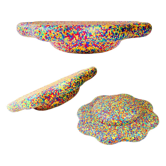 Flower - shaped Balance Board for Stepping Stones in Rainbow Confetti - The Nurturing Nook