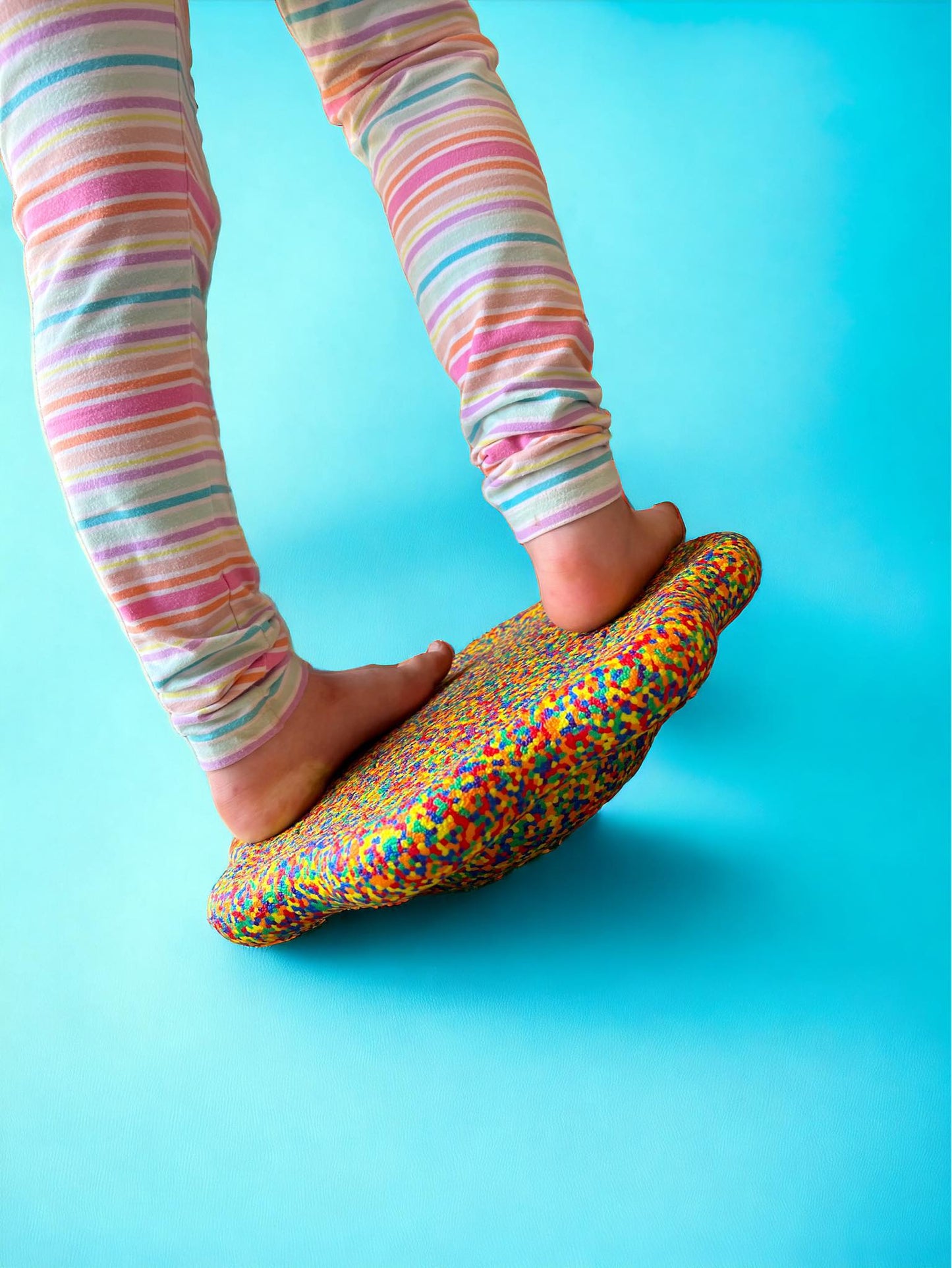 Flower - shaped Balance Board for Stepping Stones in Rainbow Confetti - The Nurturing Nook