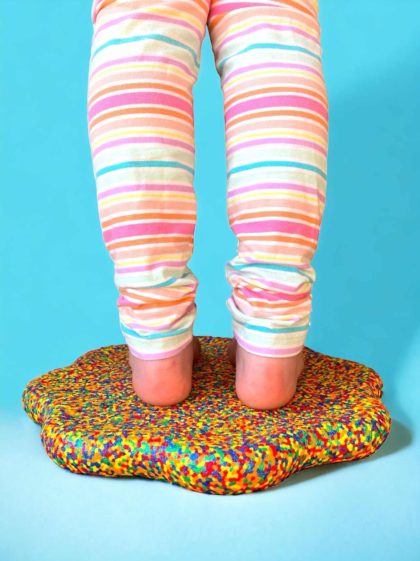 Flower - shaped Balance Board for Stepping Stones in Rainbow Confetti - The Nurturing Nook