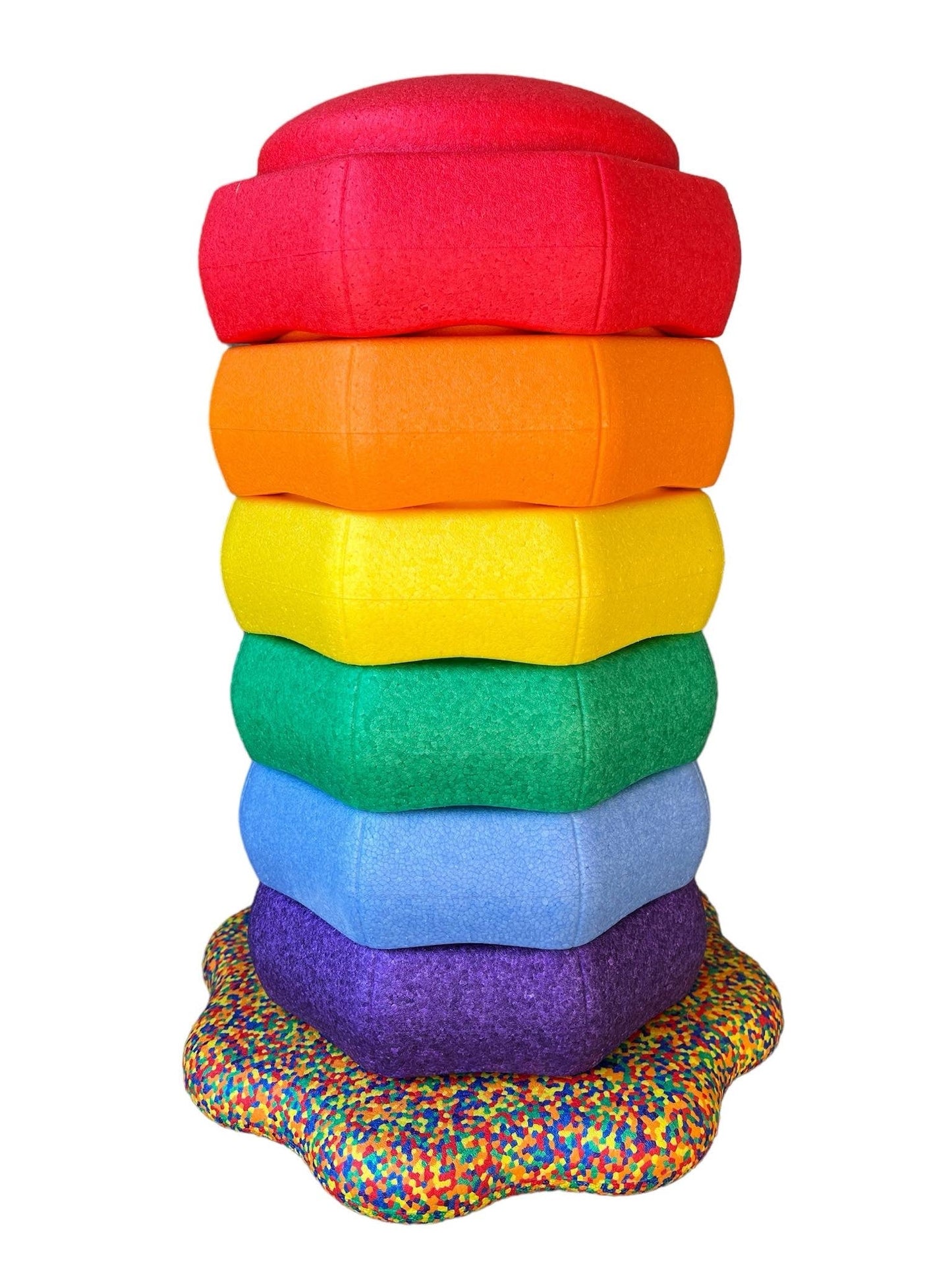 Flower - shaped Balance Board for Stepping Stones in Rainbow Confetti - The Nurturing Nook