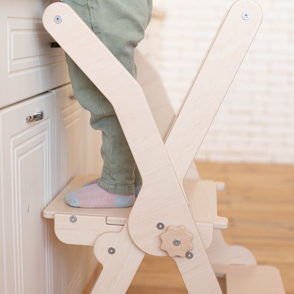 Foldable learning tower – 2 - in - 1 helper stool & desk - The Nurturing Nook