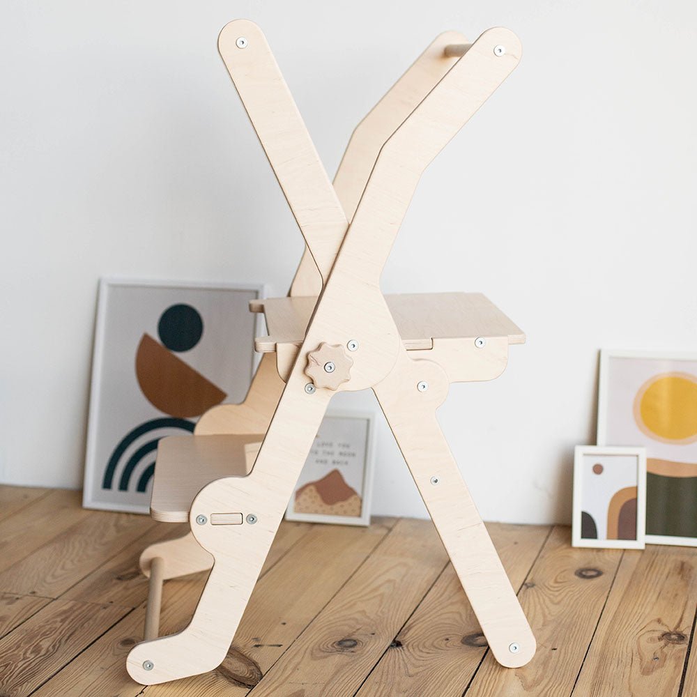 Foldable learning tower – 2 - in - 1 helper stool & desk - The Nurturing Nook