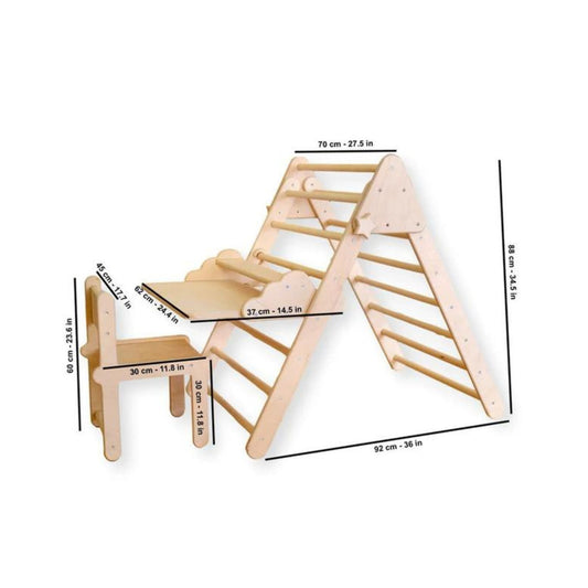 Foldable Montessori Climbing Triangle Set with Portable Table and Chair - The Nurturing Nook