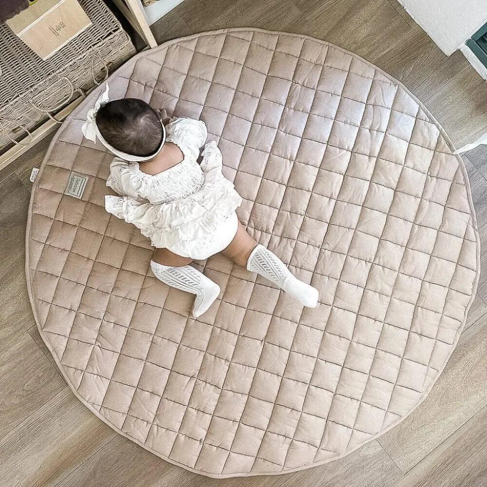 French Linen Baby Playmat - Cappuccino - The Nurturing Nook