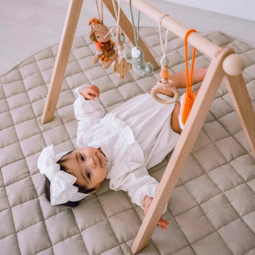 French Linen Baby Playmat - Cappuccino - The Nurturing Nook
