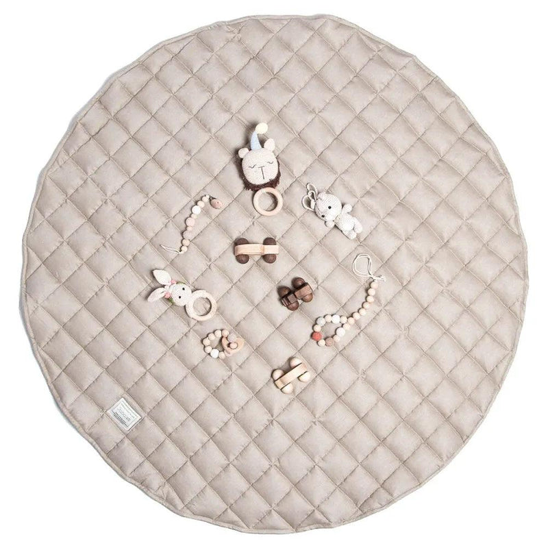 French linen baby playmat - cappuccino