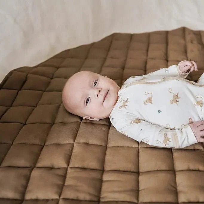 French Linen Baby Playmat - Chestnut - The Nurturing Nook