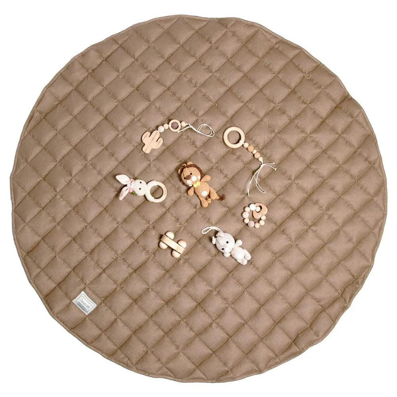 French linen baby playmat - chestnut