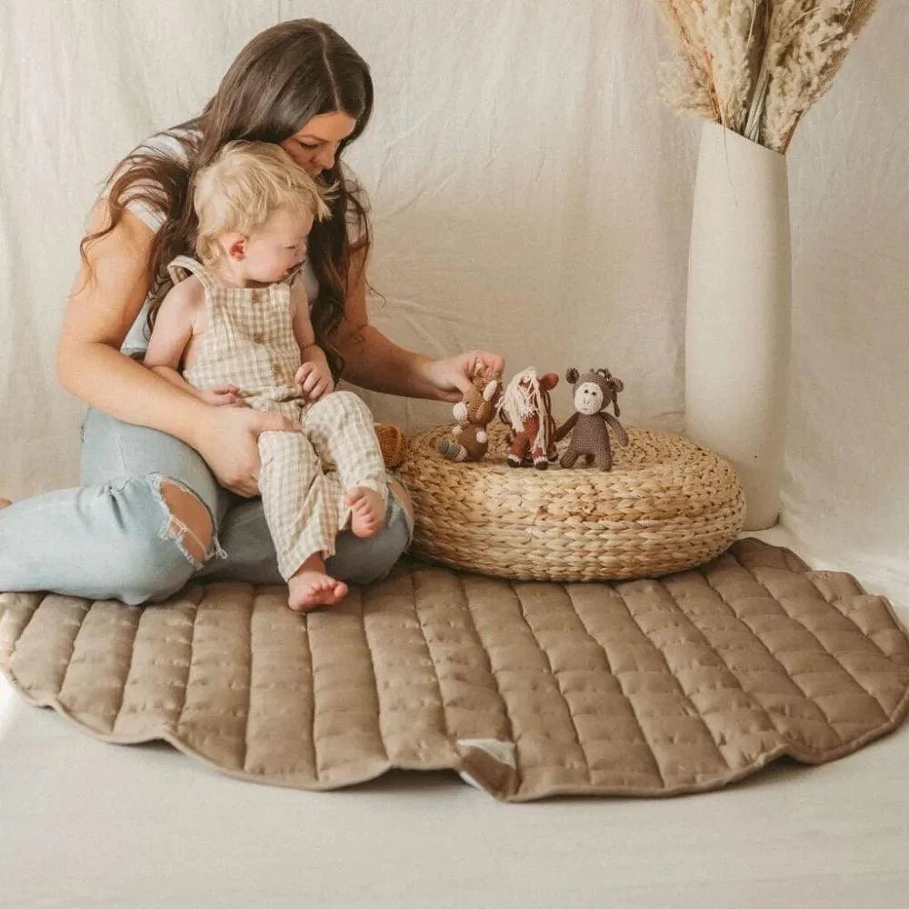 French Linen Baby Playmat - Chestnut - The Nurturing Nook