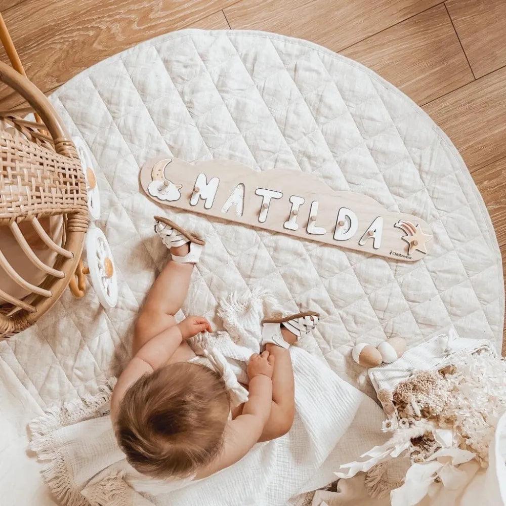 French Linen Baby Playmat - Natural - The Nurturing Nook