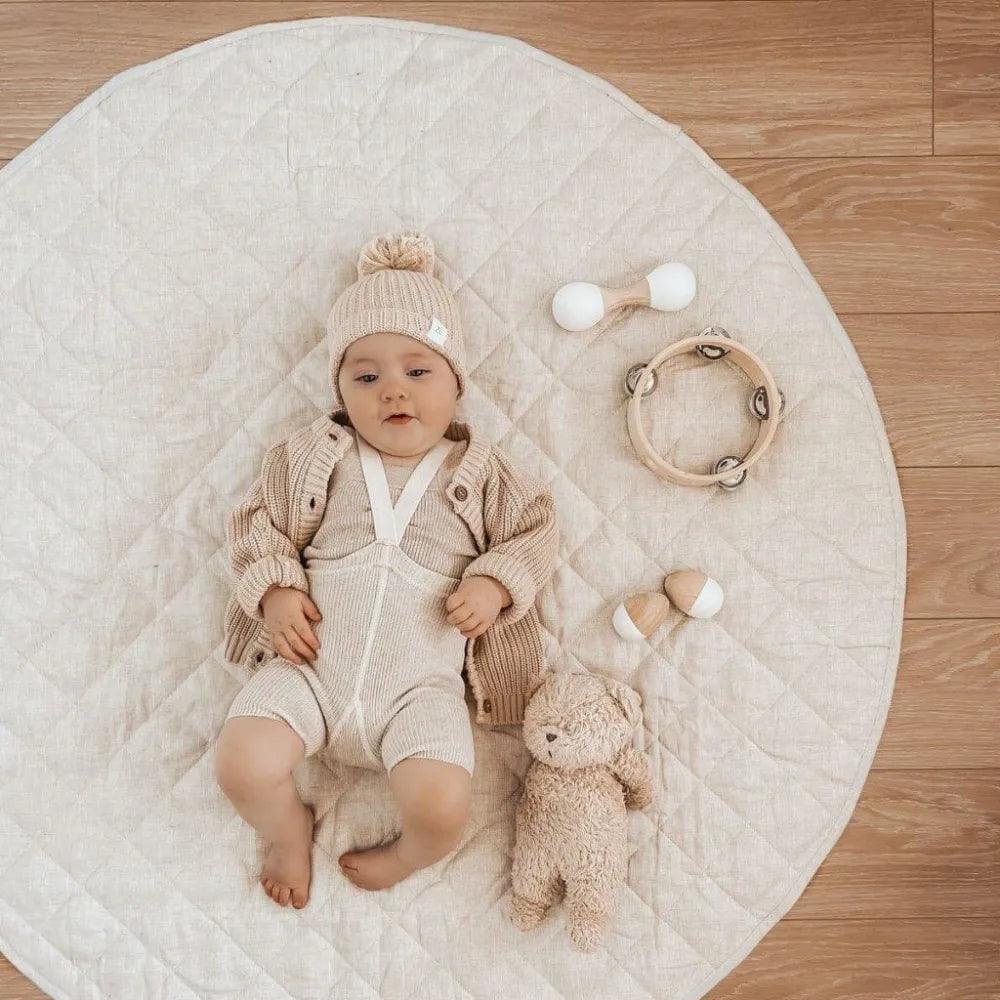 French Linen Baby Playmat - Natural - The Nurturing Nook