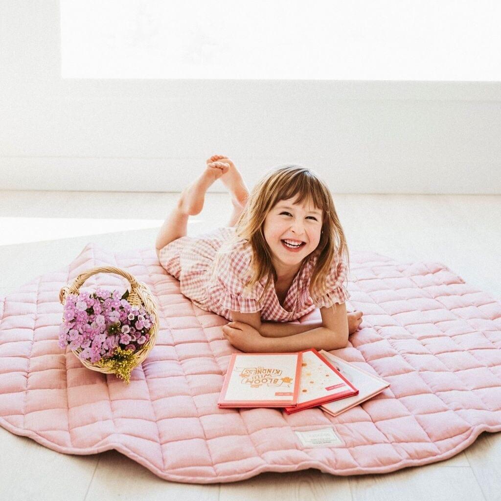 French Linen Baby Playmat - Soft Rose - The Nurturing Nook