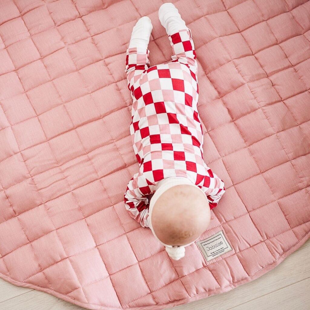 French Linen Baby Playmat - Soft Rose - The Nurturing Nook