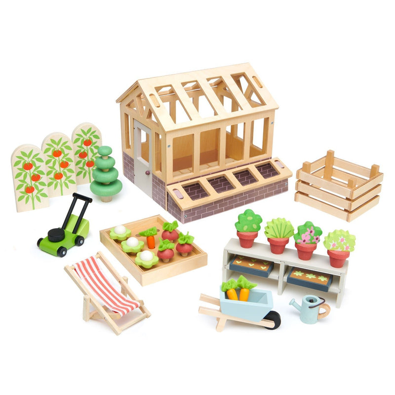 Tender Leaf dollhouse greenhouse set for pretend garden play