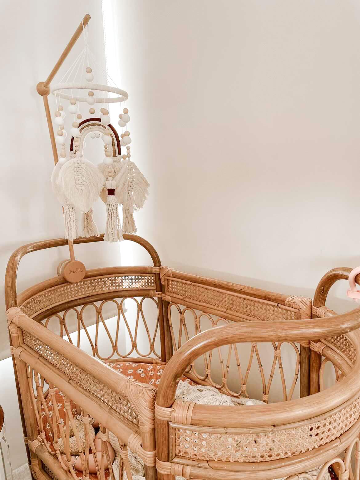 Handmade Boho Nursery Mobile | Macrame Rainbow - The Nurturing Nook