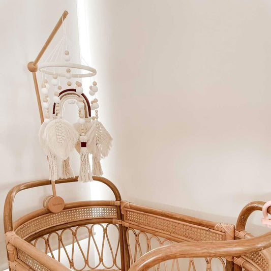 Handmade Boho Nursery Mobile | Macrame Rainbow - The Nurturing Nook