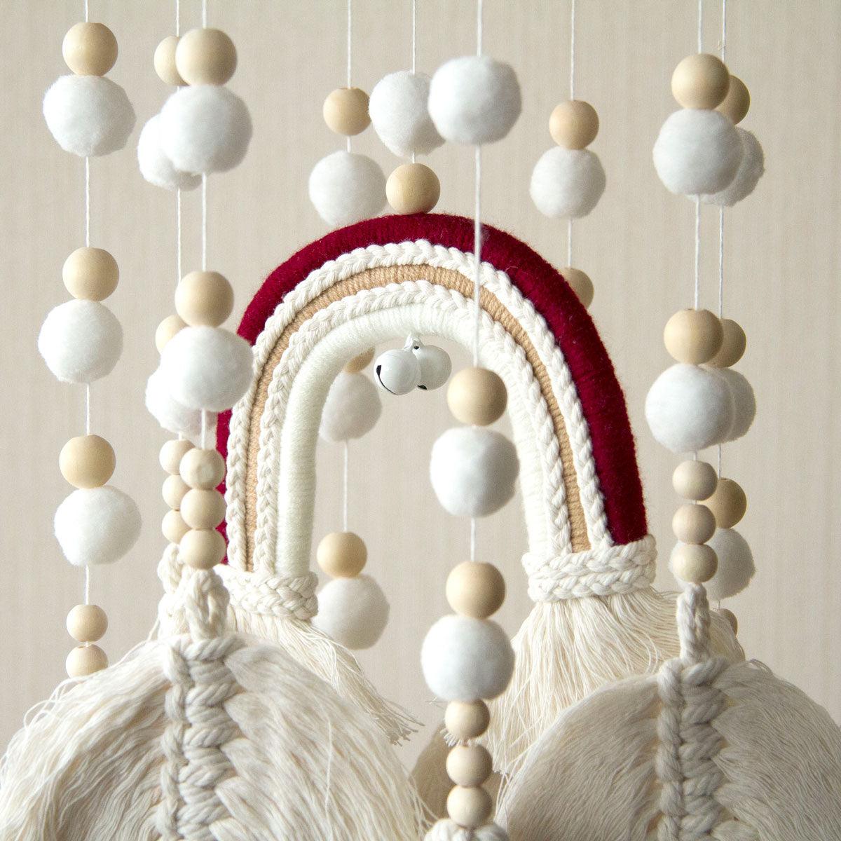 Handmade Boho Nursery Mobile | Macrame Rainbow - The Nurturing Nook