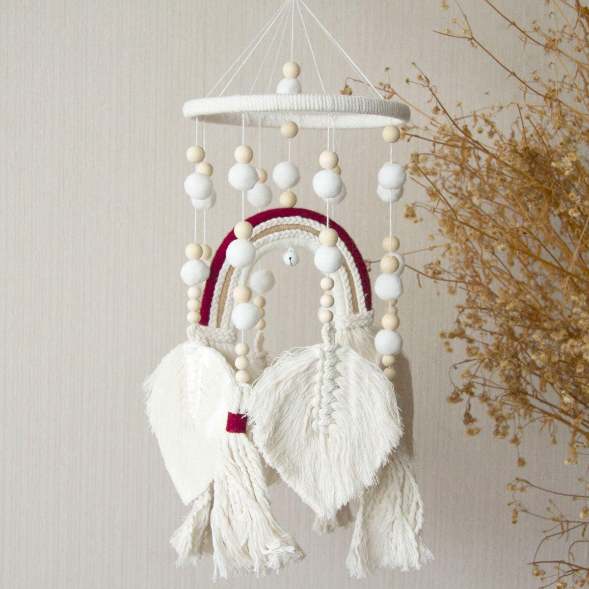 Handmade Boho Nursery Mobile | Macrame Rainbow - The Nurturing Nook