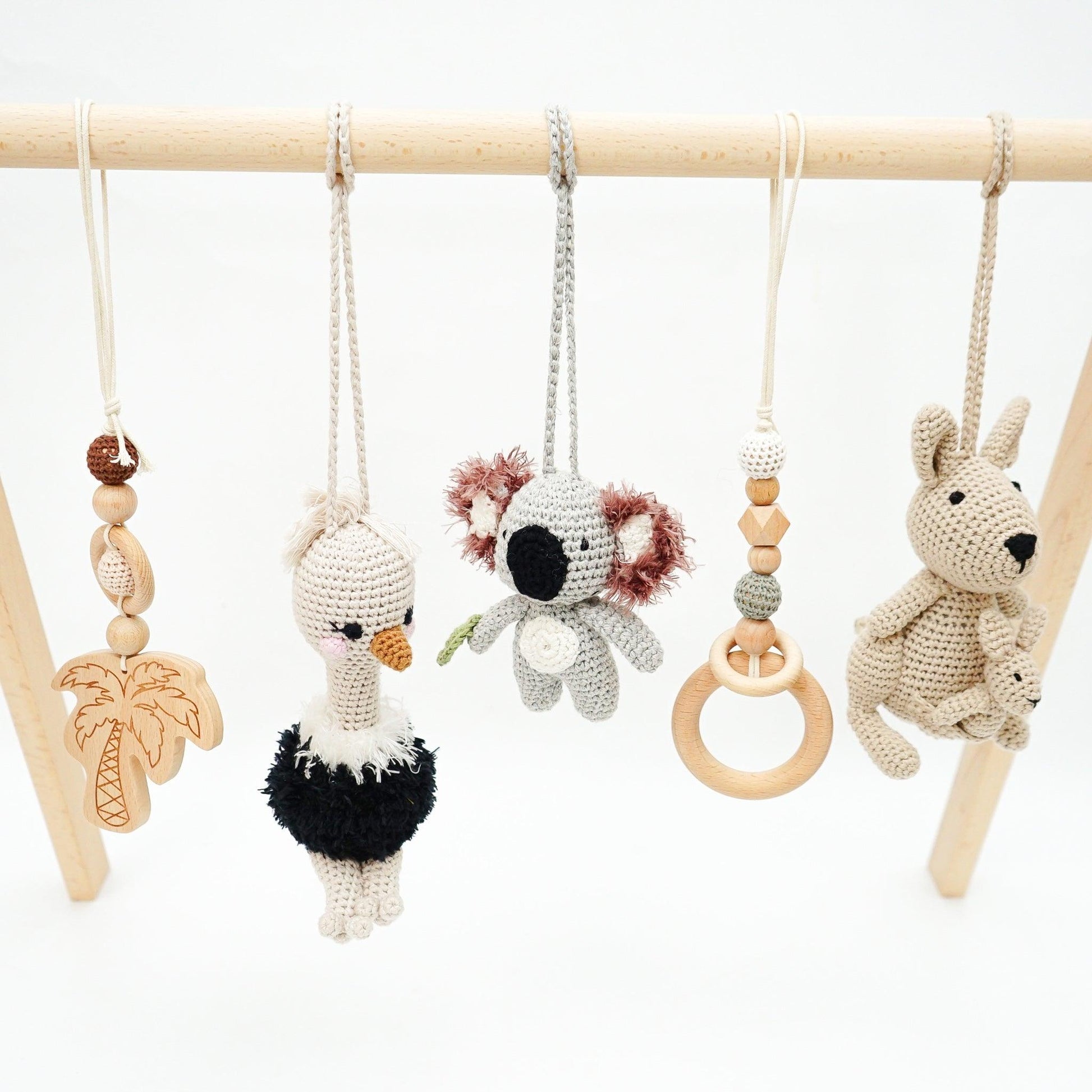 Handmade Crochet Toys for Baby Gym | Australian friends - The Nurturing Nook