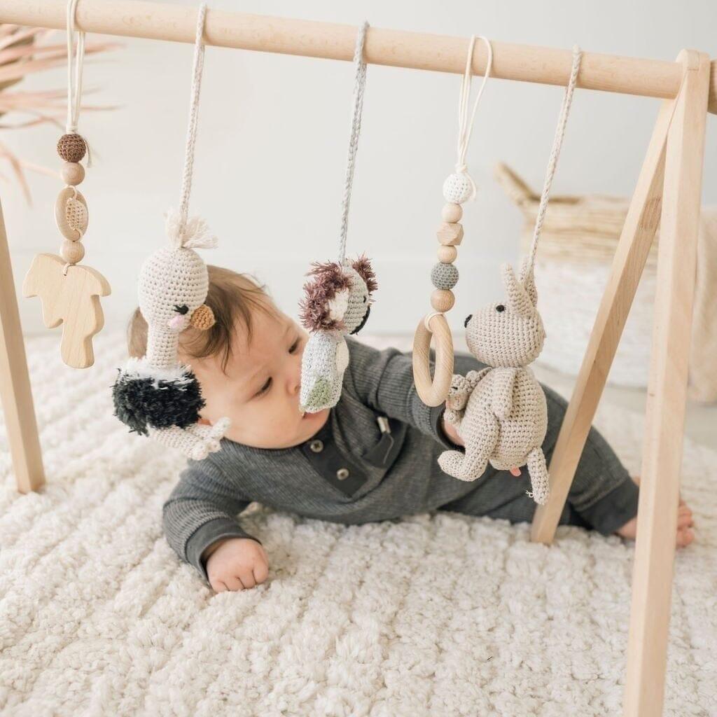 Handmade Crochet Toys for Baby Gym | Australian friends - The Nurturing Nook