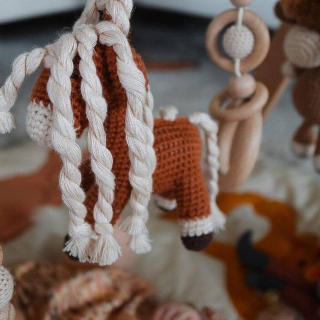 Handmade Crochet Toys for Baby Gym | Farm House - The Nurturing Nook