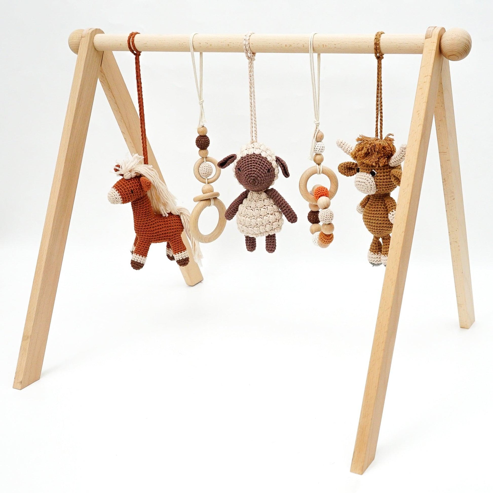 Handmade Crochet Toys for Baby Gym | Farm House - The Nurturing Nook