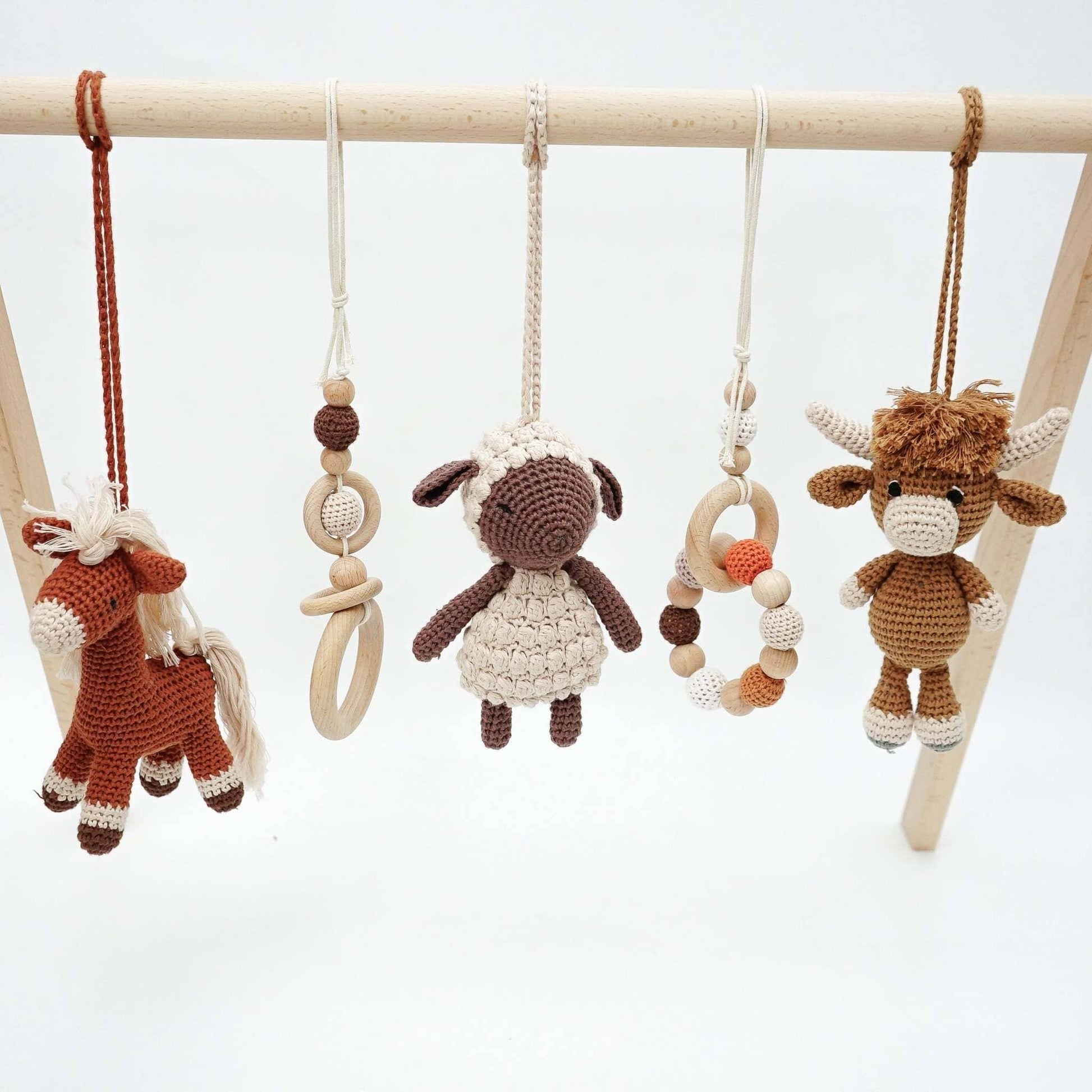 Handmade Crochet Toys for Baby Gym | Farm House - The Nurturing Nook