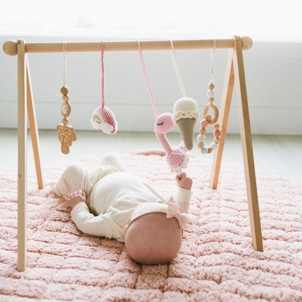 Handmade Crochet Toys for Baby Gym | Flamingo Dreams - The Nurturing Nook