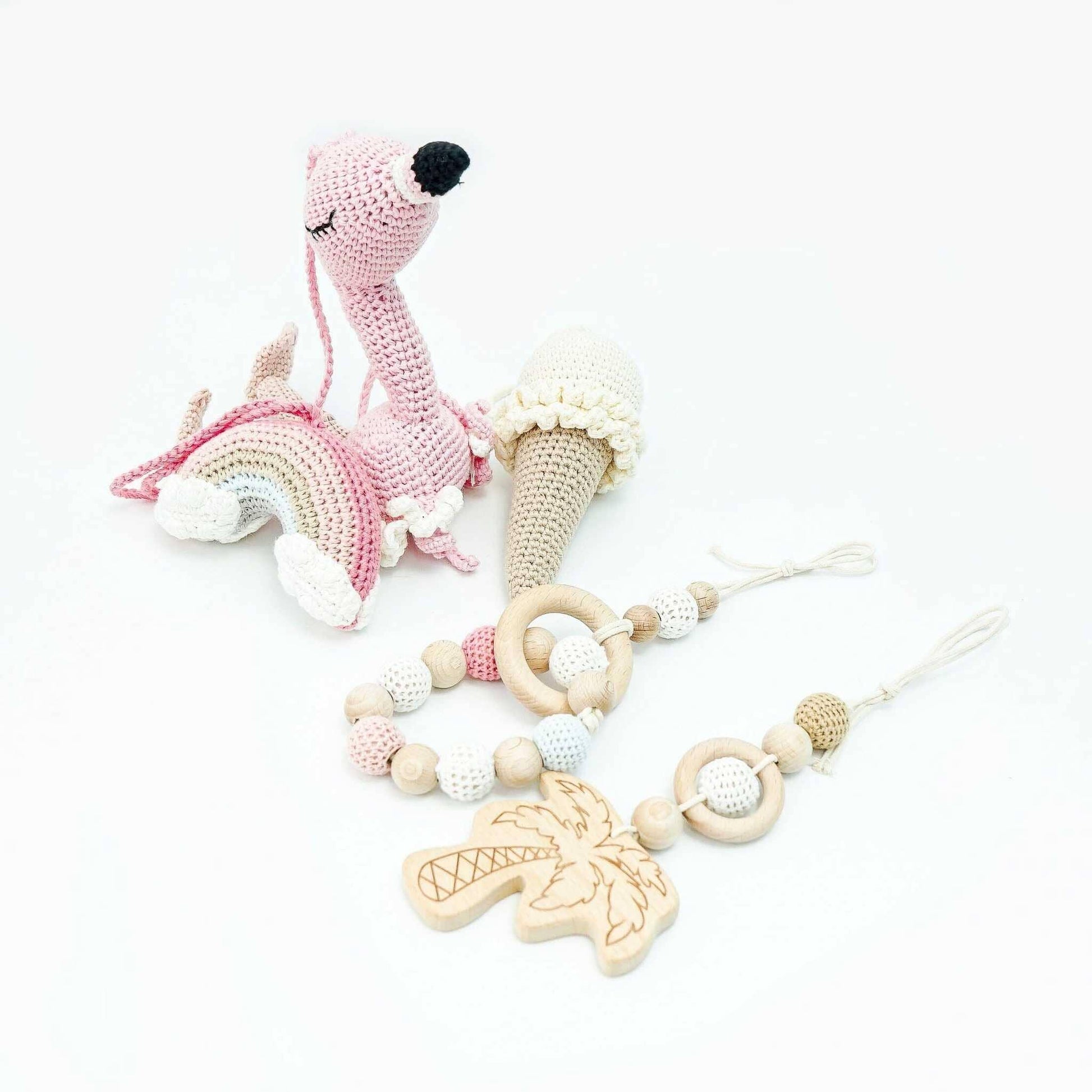 Handmade Crochet Toys for Baby Gym | Flamingo Dreams - The Nurturing Nook