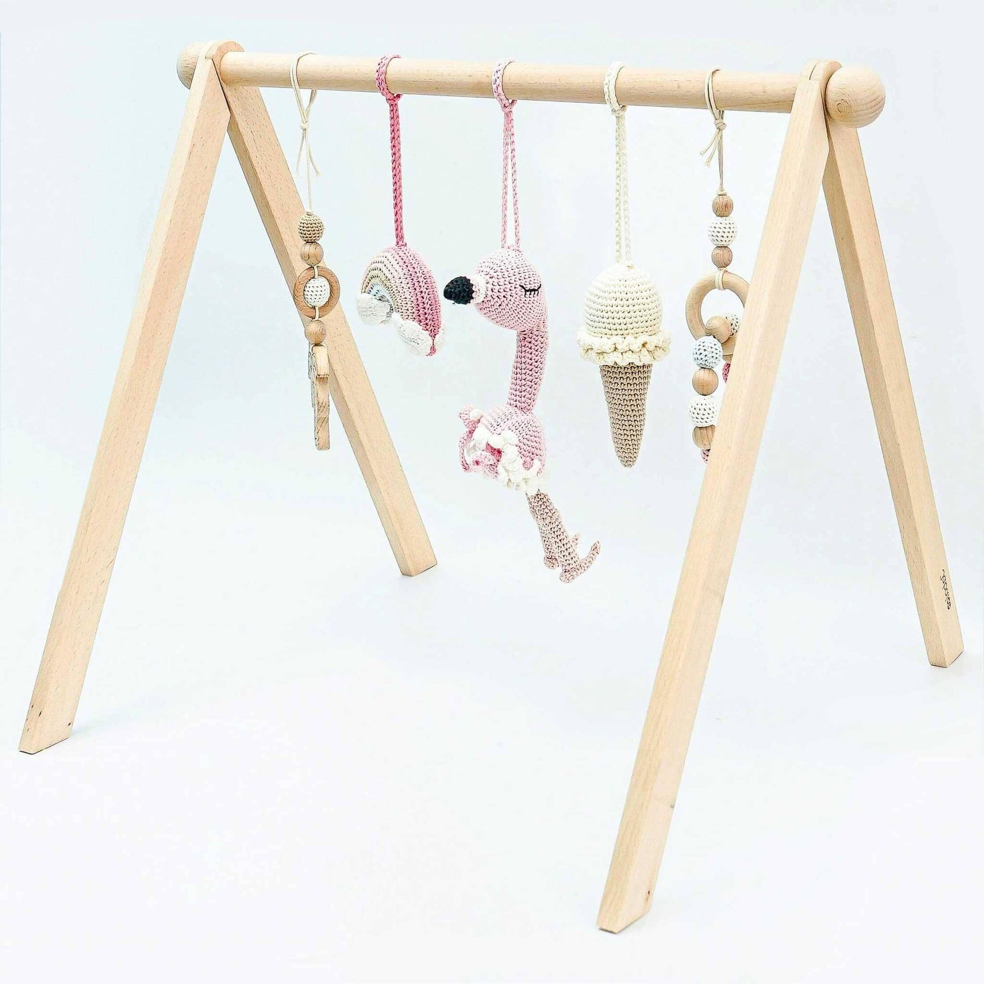 Handmade Crochet Toys for Baby Gym | Flamingo Dreams - The Nurturing Nook