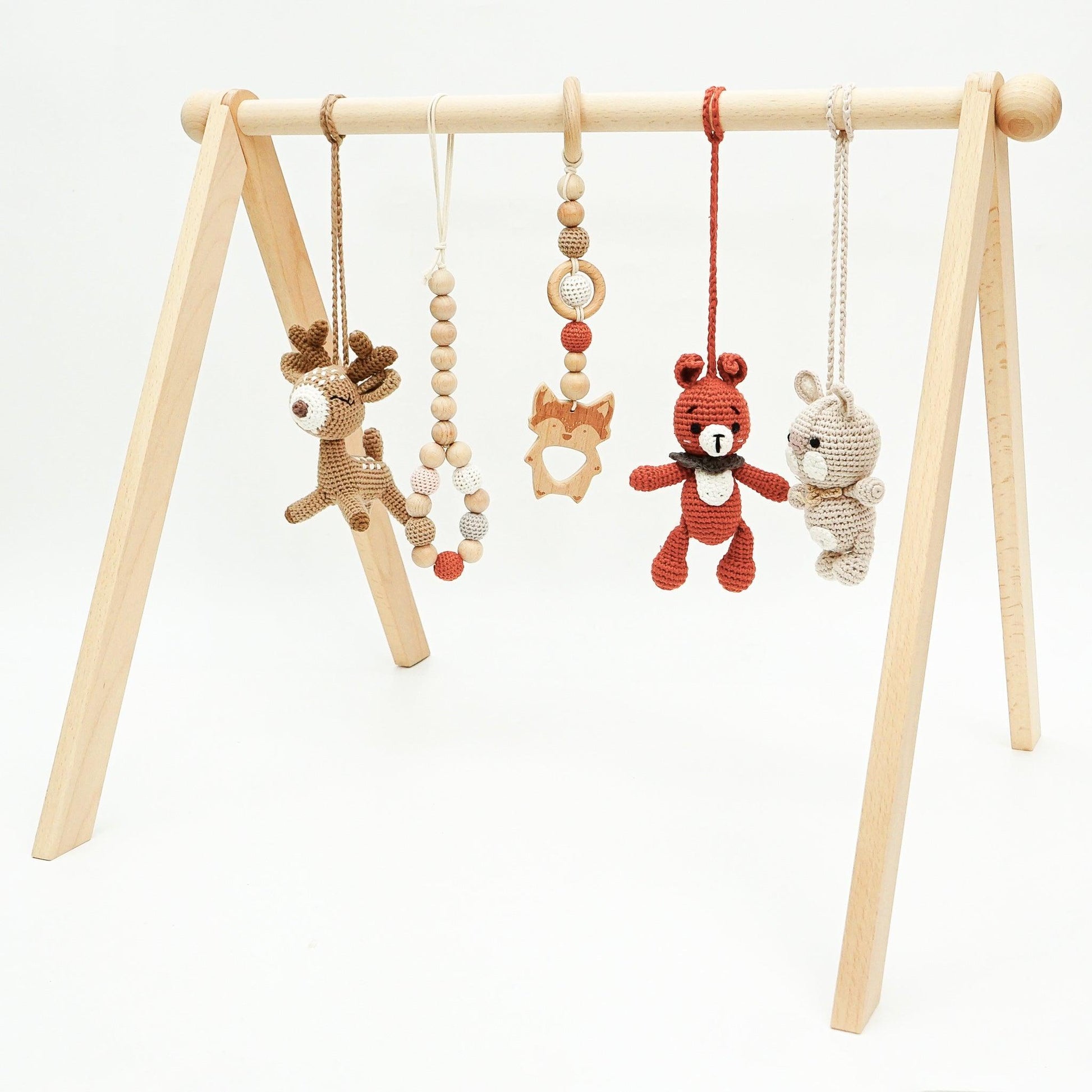 Handmade Crochet Toys for Baby Gym | Forest Family - The Nurturing Nook