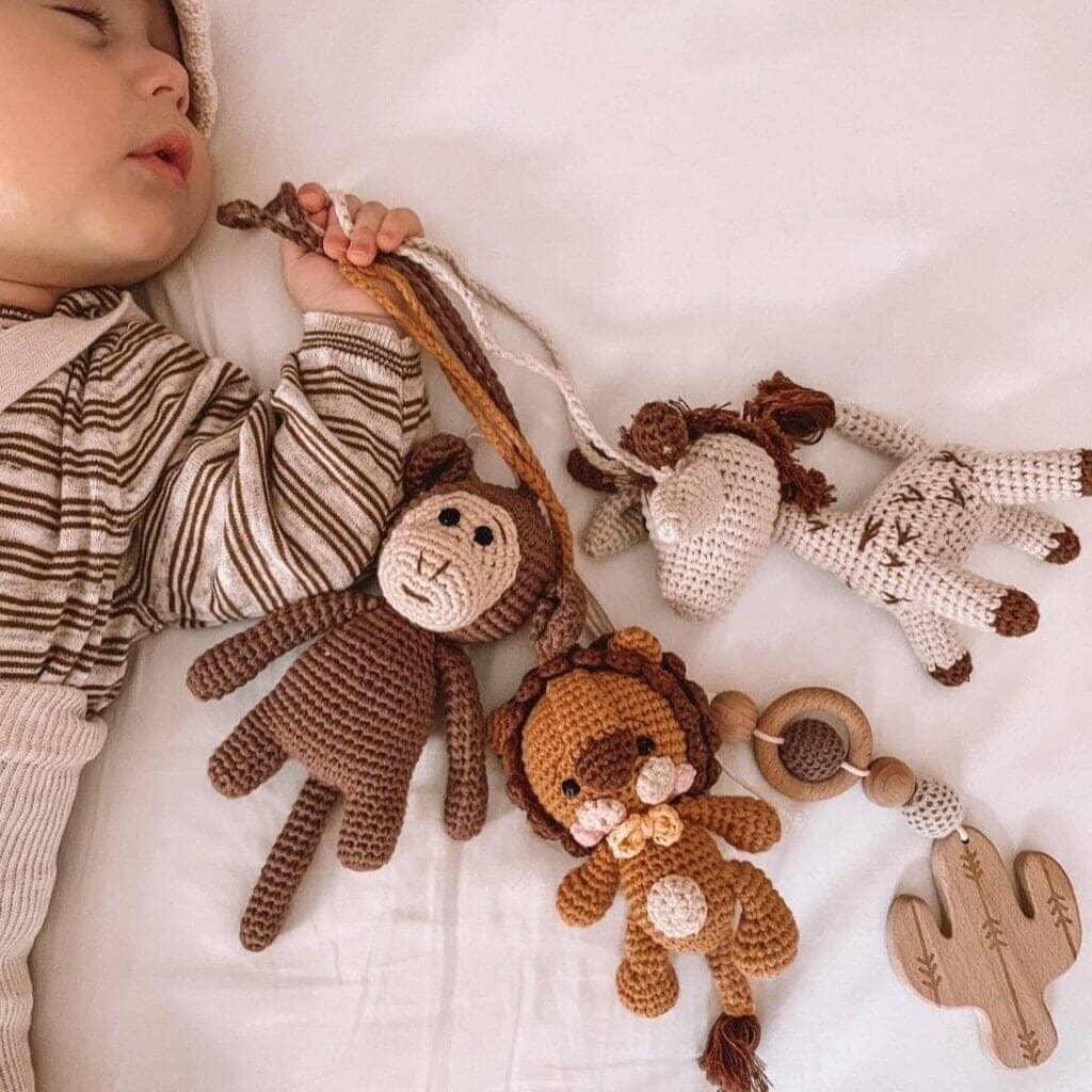 Handmade Crochet Toys for Baby Gym | Savanna Friends - The Nurturing Nook