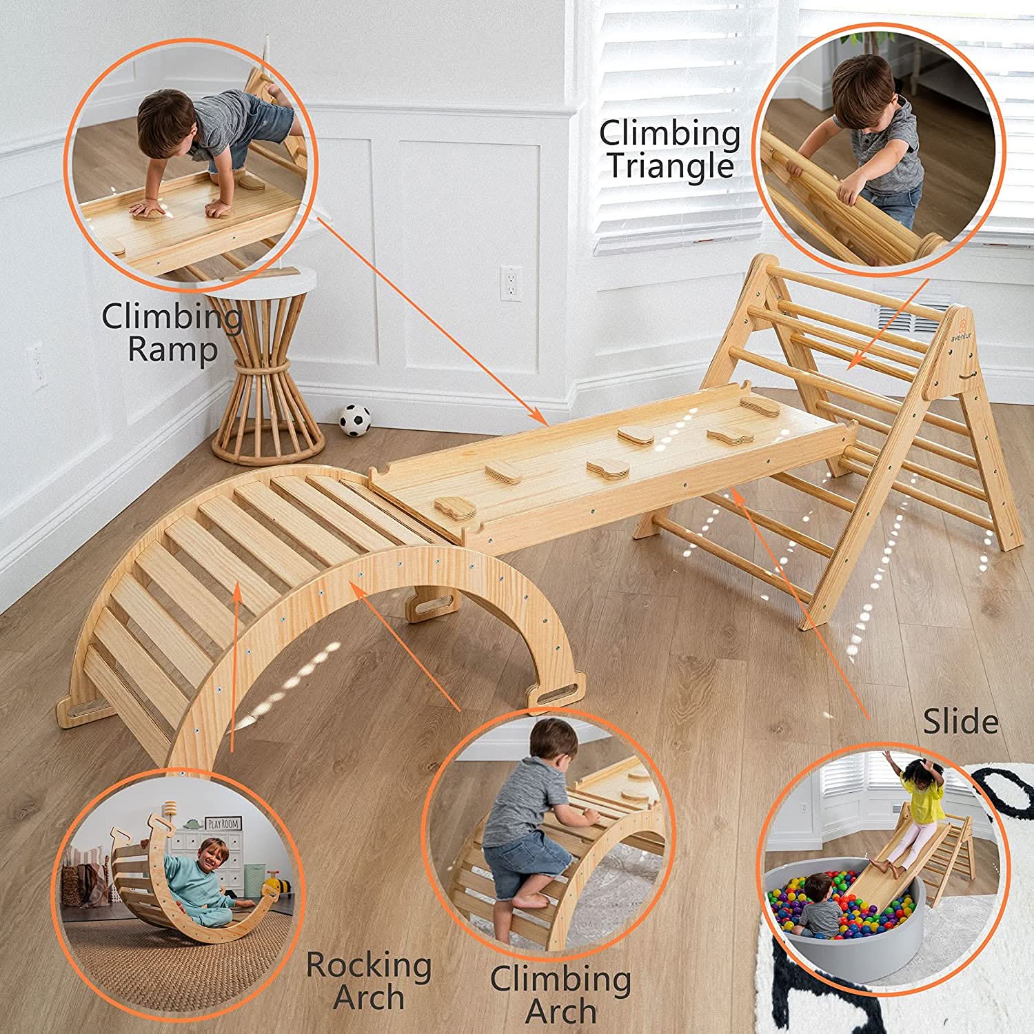 Hazel - Pikler Triangle Ladder & Rocker Set - The Nurturing Nook