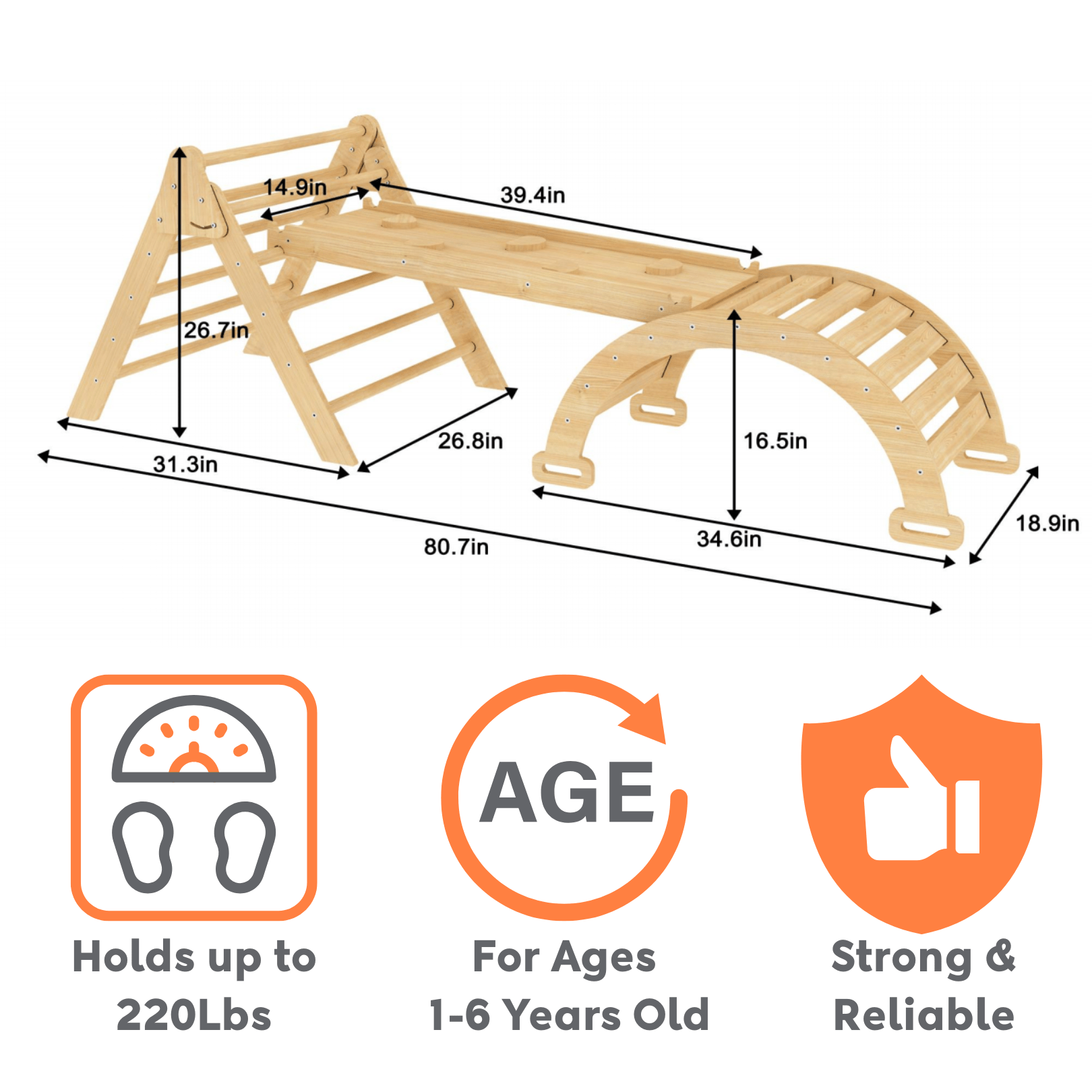 Hazel - Pikler Triangle Ladder & Rocker Set - The Nurturing Nook