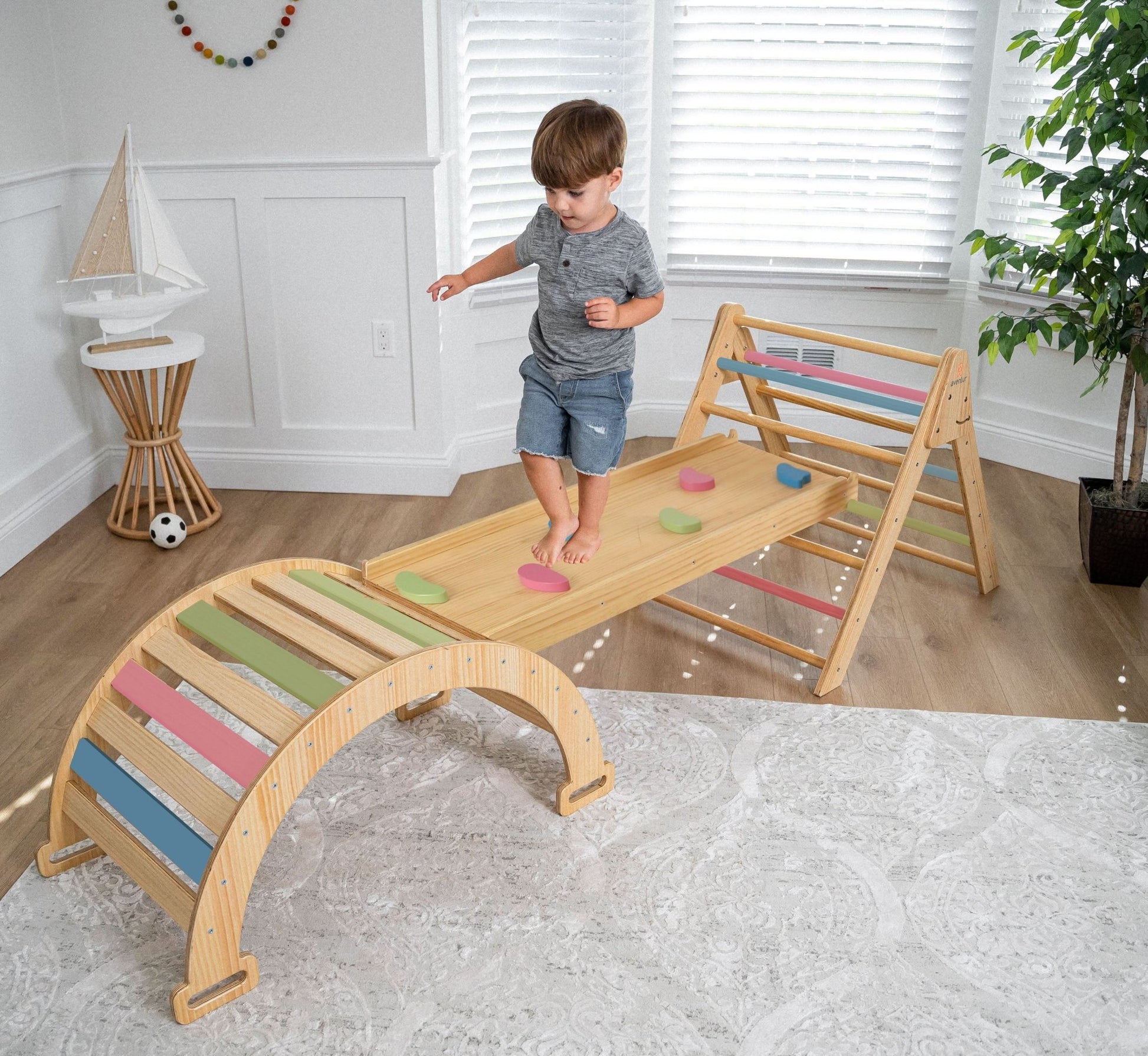 Hazel - Pikler Triangle Ladder & Rocker Set - The Nurturing Nook