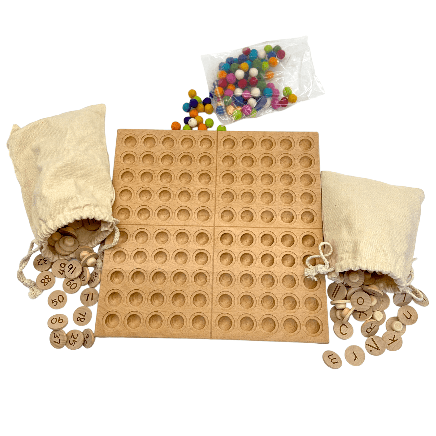 Hundred Frame Coin Pockets Set with Counting and Alphabet Coins - The Nurturing Nook